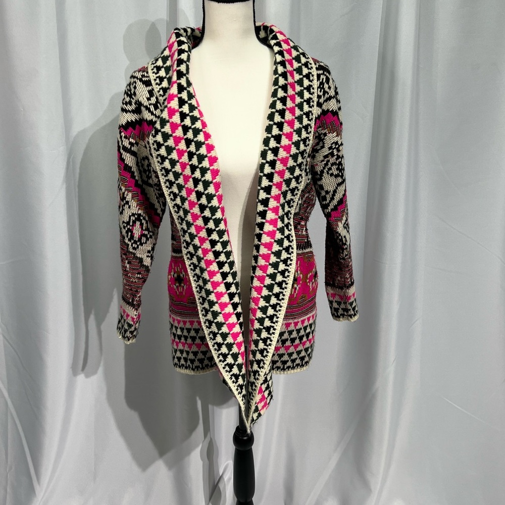 Anthropologie Lulumari Aztec & Geometric Print Open Front Sweater - size S/M